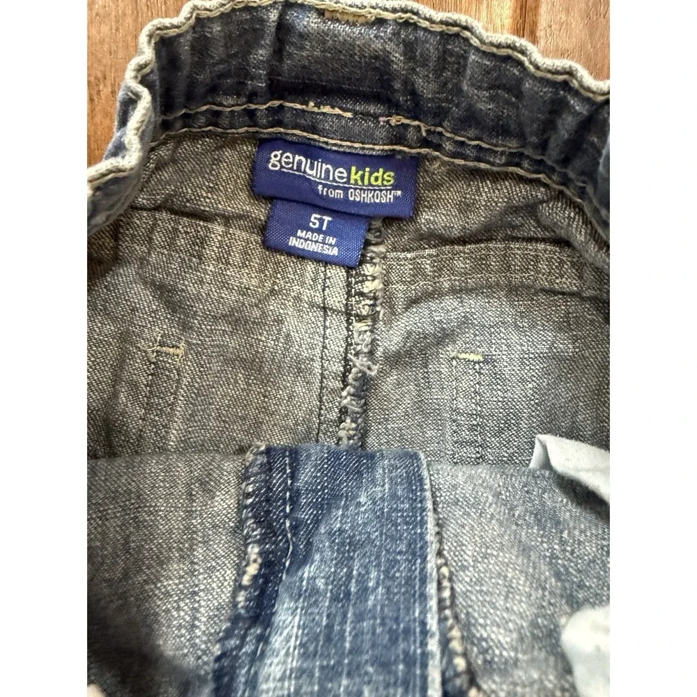 Vintage OshKosh Jeans Girls 5T Kids Embroidered Flowers Adjustable Wide Leg Boho